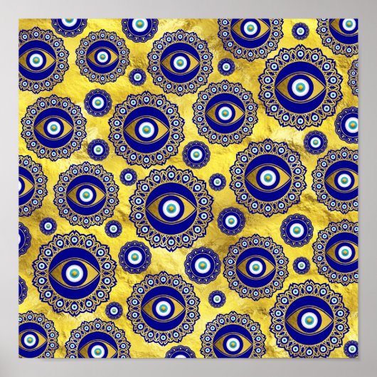 Evil Eye Charm Ornament Pattern Poster (Voorkant)