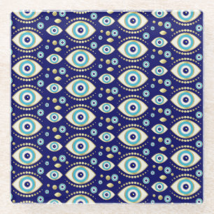 Evil Eye Charm Pattern Glazen Onderzetter