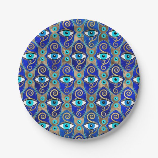 Evil Eye Charm Pattern Papieren Bordje (Voorkant)