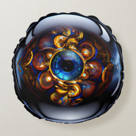 Evil Eye Dark Blue Rond Kussen