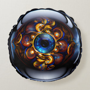 Evil Eye Dark Blue Rond Kussen