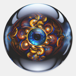 Evil Eye Dark Blue Ronde Sticker