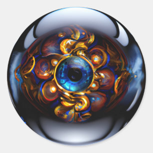 Evil Eye Dark Blue Ronde Sticker