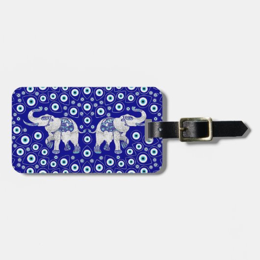 Evil Eye Elephant Good Luck Charm Bagagelabel (Voorkant horizontaal)