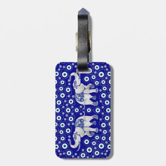 Evil Eye Elephant Good Luck Charm Bagagelabel (Achterkant verticaal)