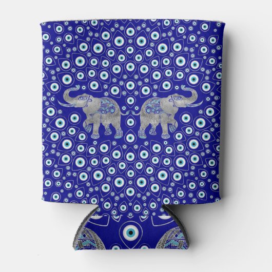 Evil Eye Elephant Good Luck Charm Blikjeskoeler (Voorkant)