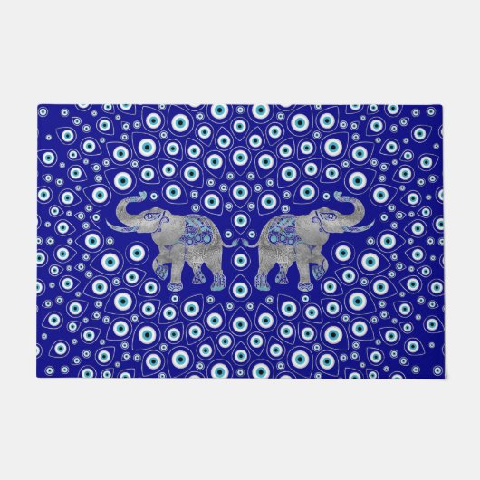 Evil Eye Elephant Good Luck Charm Deurmat (Voorkant)
