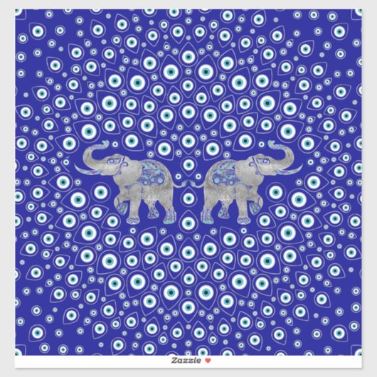Evil Eye Elephant Good Luck Charm Sticker (Vel)