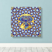 Evil Eye Elephant Mandala Ornament Canvas Afdruk (Insitu (Houten vloer))