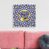 Evil Eye Elephant Mandala Ornament Canvas Afdruk (Insitu (Woonkamer))