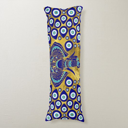 Evil Eye Elephant Mandala Ornament Lichaamskussen (Voorkant Verticaal)