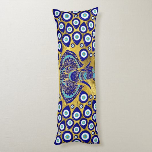 Evil Eye Elephant Mandala Ornament Lichaamskussen (Achterkant (Verticaal))