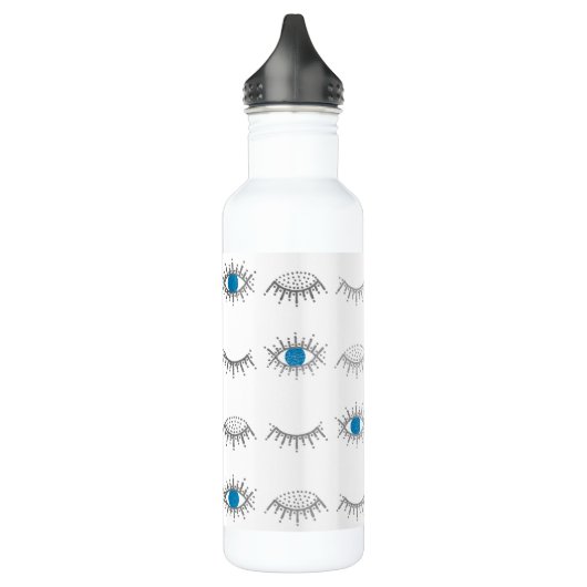 Evil Eye Eyelashes Nazar Mati Pattern Silver Blue Waterfles (Links)