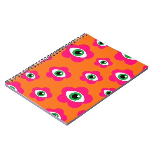 Evil Eye Flowers Retro Spiral Notitieboek (Linkerzijde)