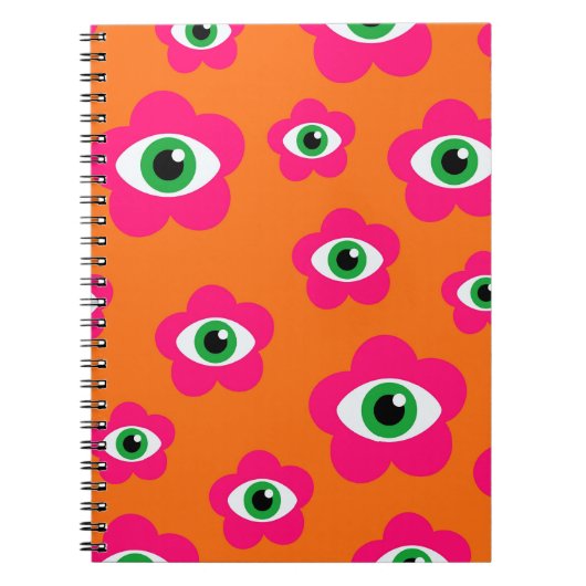 Evil Eye Flowers Retro Spiral Notitieboek (Voorkant)