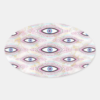 Evil Eye Geïllustreerd oog kleurrijk Ovale Sticker