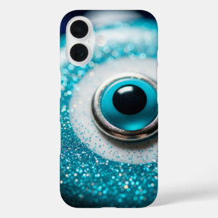 Evil Eye Glas Glitter Talisman iPhone 16 Hoesje