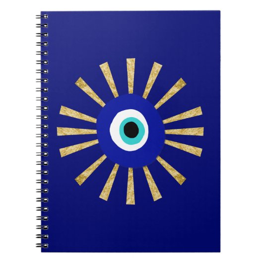 Evil Eye Gold Sunburst hedendaagse kunst Notitieboek (Voorkant)