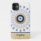 Evil Eye Goud en Blauw Stijlvol Mandala Design Case-Mate iPhone Case (Achterkant)