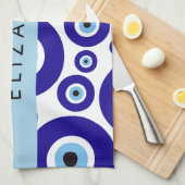 Evil Eye, Greek Eye, Turkish Eye, Mati, Your Name Theedoek (Quarter Fold)