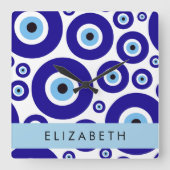 Evil Eye, Greek Eye, Turkish Eye, Mati, Your Name Vierkante Klok (Voorkant)