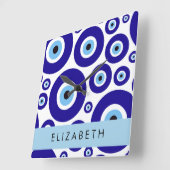 Evil Eye, Greek Eye, Turkish Eye, Mati, Your Name Vierkante Klok (Hoek)