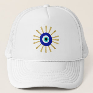 Evil Eye Greek Symbol Sunrays Trucker Hat Trucker Pet