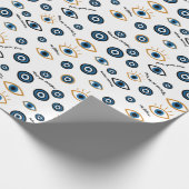 Evil Eye Grieks patroon: "Ftou Ftou" Amulet Cadeaupapier (Hoek)