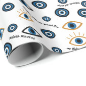 Evil Eye Grieks patroon: "Ftou Ftou" Amulet Cadeaupapier (Rol Hoek)
