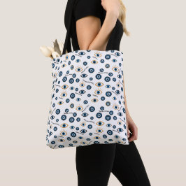Evil Eye Grieks patroon: "Ftou Ftou" Amulet Tote Bag