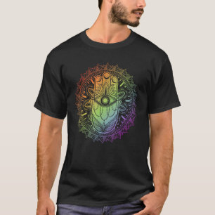Evil Eye Hamsa Hand Mandala Hindu Yoga Meditation T-shirt