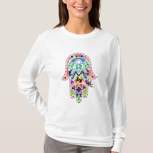 Evil Eye Hamsa met lange mouwen T-shirt (Voorkant)