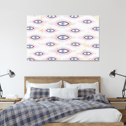 Evil Eye Happy Kleurrijke Kunst Canvas Afdruk (Insitu (Slaapkamer))