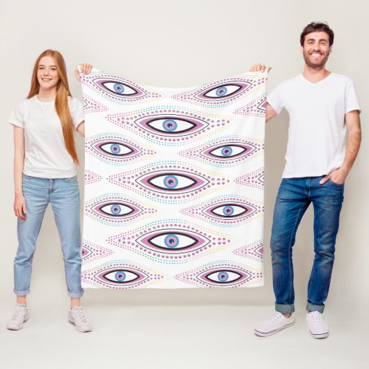 Evil Eye Happy Kleurrijke Kunst Fleece Deken (In situ)