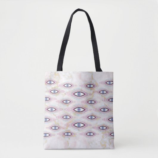 Evil Eye Happy Kleurrijke Kunst Tote Bag (Voorkant)