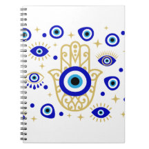 Evil Eye in Blauw Notitieboek