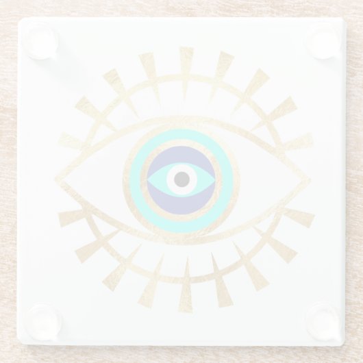 Evil Eye in Groen Onderzetter Glazen Onderzetter (Achterkant)