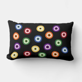 Evil Eye in Rainbow Kleuren Zwart Lumbaal Kussen