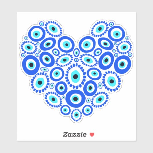 Evil Eye Love Heart Blue Sticker (Vel)