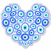 Evil Eye Love Heart Blue Sticker (Voorkant)