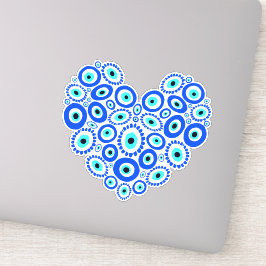 Evil Eye Love Heart Blue Sticker