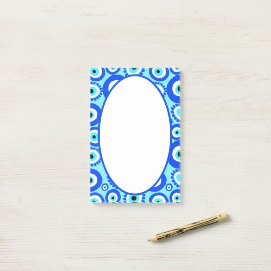 Evil Eye Lucky Symbol Blue White Post-it® Notes (Op bureau)