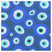 Evil Eye Mediterraan Blauw Wit Ogen Patroon Stof (Close Up)