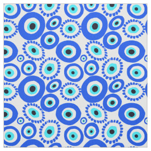 Evil Eye Mediterraan Blauw Wit Ogen Patroon Stof