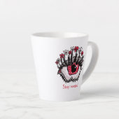 Evil Eye Melt Creepy Psychedelic Horror Blijf raar Latte Mok (Rechterhoek)