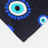 Evil Eye Midnight Blue en Aqua Grieks Oogpatroon Fleece Deken (Hoek)