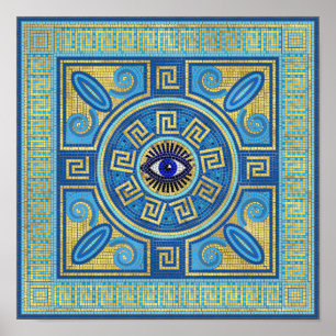 Evil Eye Mosaic Tegel ornament Poster