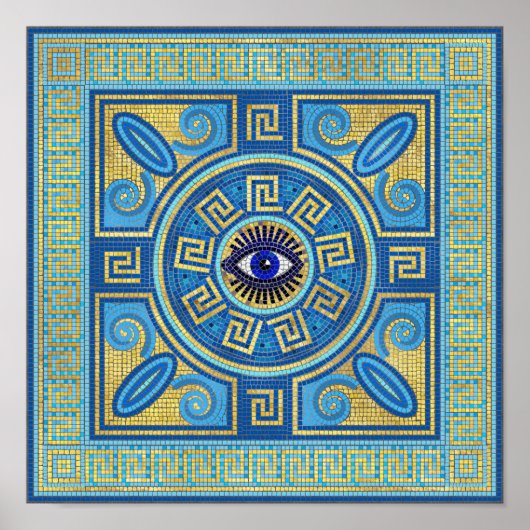 Evil Eye Mosaic Tegel ornament Poster (Voorkant)