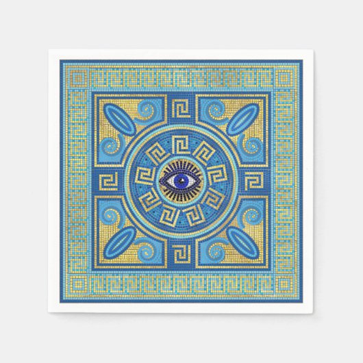 Evil Eye Mosaic Tegel ornament Servet (Voorkant)