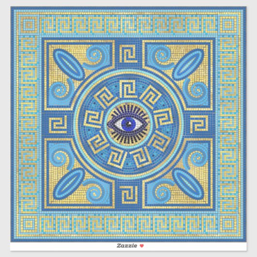 Evil Eye Mosaic Tegel ornament Sticker (Vel)
